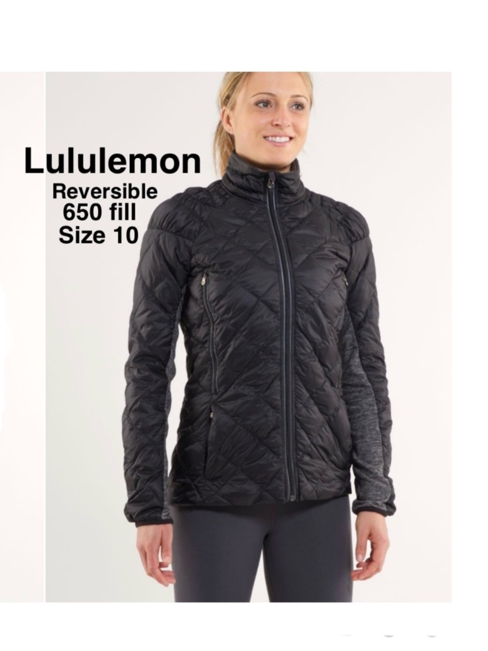 Lululemon Run:Turn Around Reversible 650 fill down/GreyJacket Size10⭐️⭐️⭐️⭐️